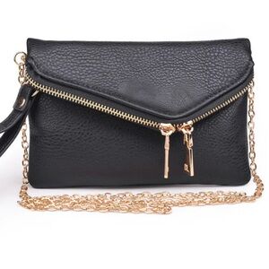 Crossbody Wristlet Vegan Leather Black